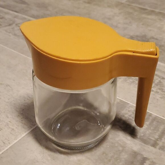 Vintage Glass Retro Mustard Lid Dispenser - Picture 1 of 8